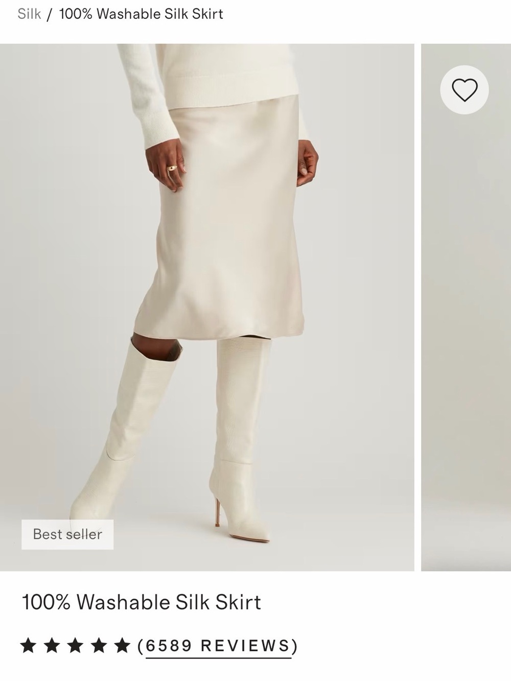 Quince Silk Midi Skirt in Ivory